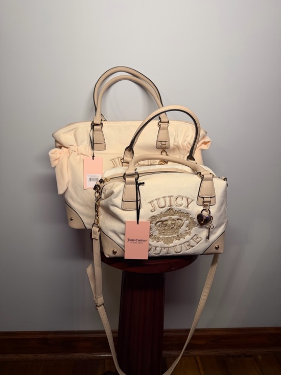 Juicy Couture Handbags - Juicy Couture Cream Embroidered Logo Satchel Duo